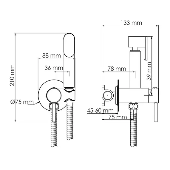 WasserKRAFT A70938 Встраиваемый смеситель для душа с гигиенической лейкой