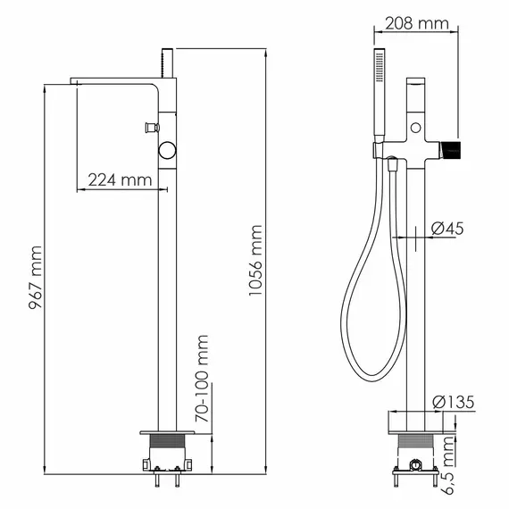 WasserKRAFT Fulda 5221 Смеситель напольный для ванны