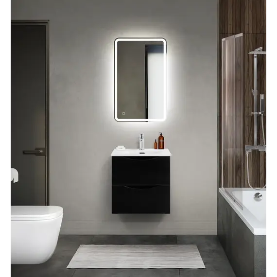 Тумба подвесная BelBagno MARINO Nero Lucido, раковина белая/черная