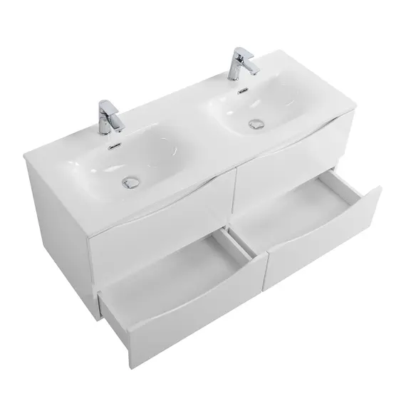 Тумба подвесная с раковиной 2 чаши, с 4 ящиками BelBagno MARINO-CER-N 120 Bianco Lucido