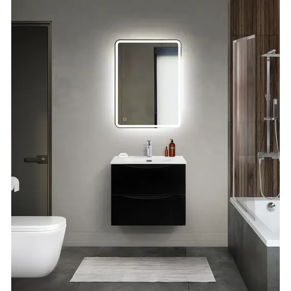 Тумба с раковиной подвесная BelBagno MARINO-CER-N Nero Lucido