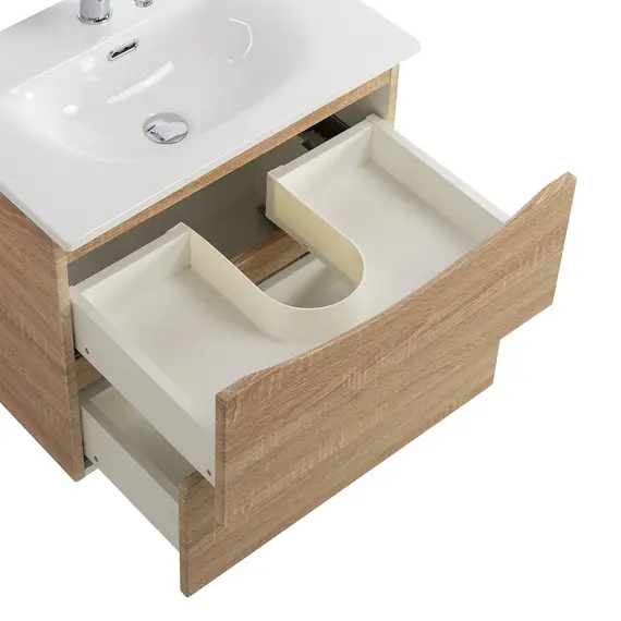 Тумба подвесная BelBagno MARINO Rovere Bianco, раковина белая/черная