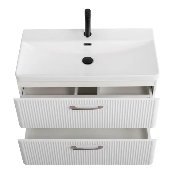 Тумба с раковиной подвесная BelBagno DUE Белый металлик