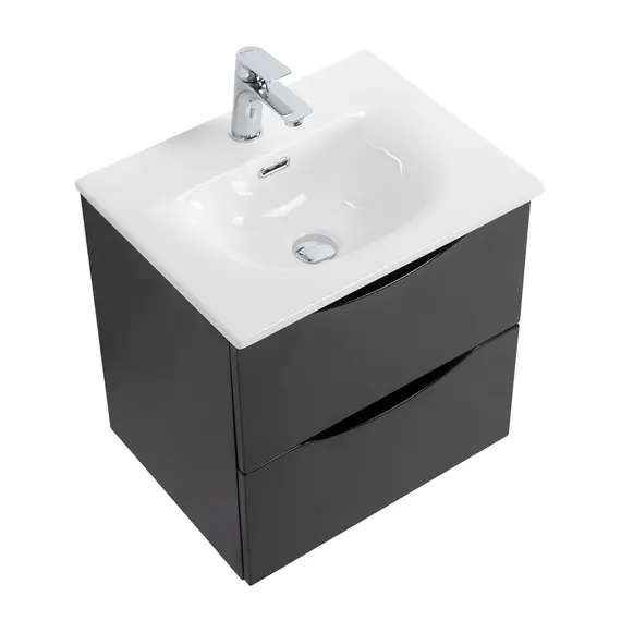 Тумба с раковиной подвесная BelBagno MARINO-CER-N Nero Lucido