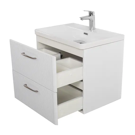 Тумба с раковиной подвесная BelBagno DUE Белый металлик