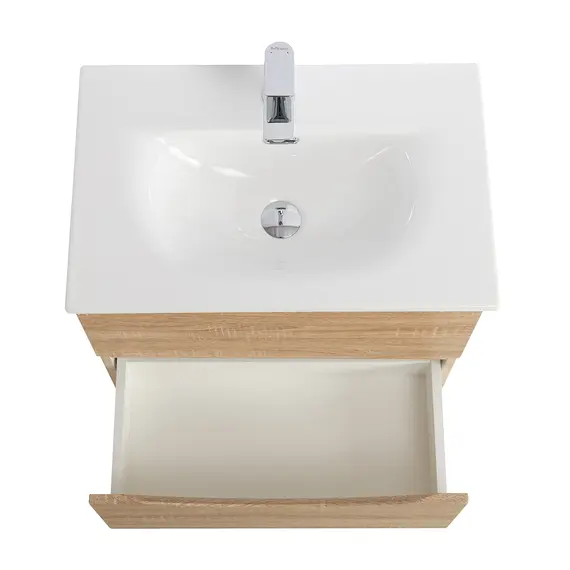 Тумба подвесная BelBagno MARINO Rovere Bianco, раковина белая/черная