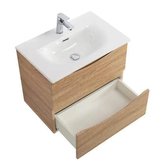 Тумба подвесная BelBagno MARINO Rovere Bianco, раковина белая/черная