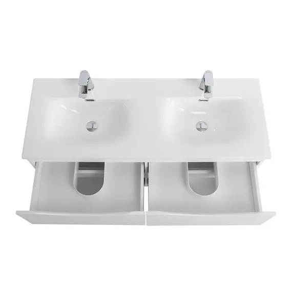 Тумба подвесная с раковиной 2 чаши, с 4 ящиками BelBagno MARINO-CER-N 120 Bianco Lucido