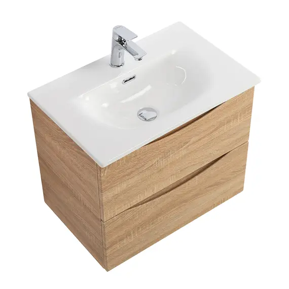 Тумба подвесная BelBagno MARINO Rovere Bianco, раковина белая/черная