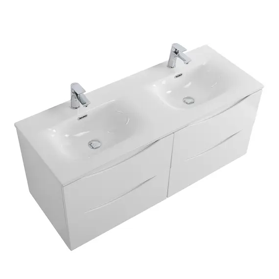 Тумба подвесная с раковиной 2 чаши, с 4 ящиками BelBagno MARINO-CER-N 120 Bianco Lucido