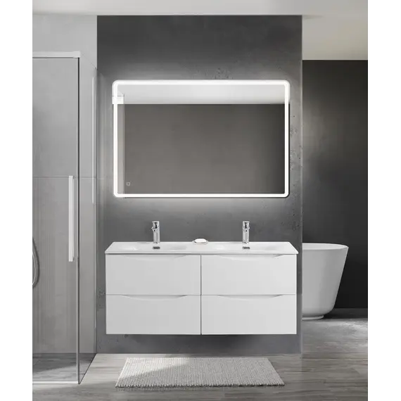 Тумба подвесная с раковиной 2 чаши, с 4 ящиками BelBagno MARINO-CER-N 120 Bianco Lucido