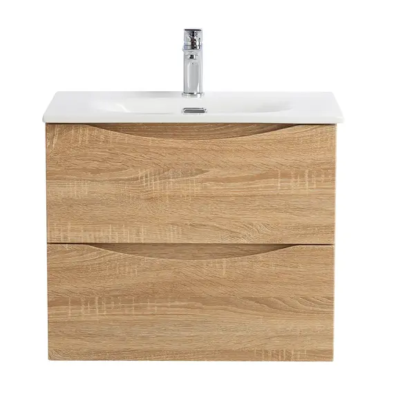 Тумба подвесная BelBagno MARINO Rovere Bianco, раковина белая/черная