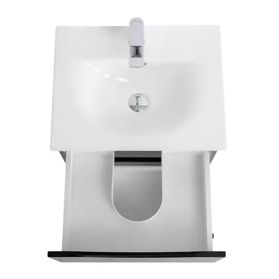 Тумба подвесная BelBagno MARINO Nero Lucido, раковина белая/черная