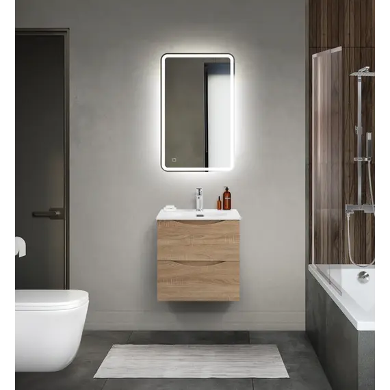 Тумба подвесная BelBagno MARINO Rovere Bianco, раковина белая/черная