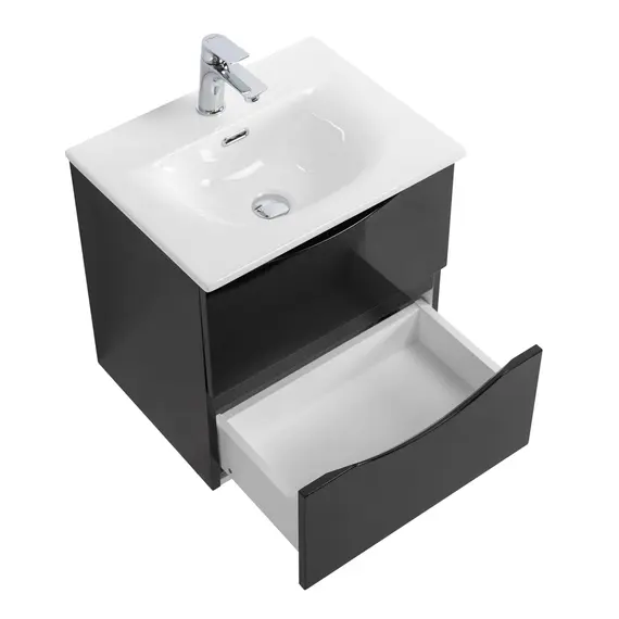 Тумба с раковиной подвесная BelBagno MARINO-CER-N Nero Lucido