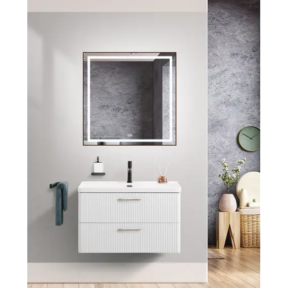 Тумба с раковиной подвесная BelBagno DUE Белый металлик