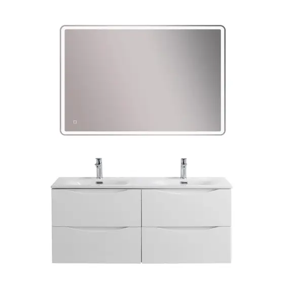 Тумба подвесная с раковиной 2 чаши, с 4 ящиками BelBagno MARINO-CER-N 120 Bianco Lucido