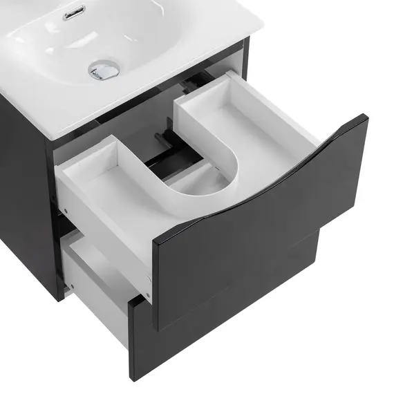 Тумба с раковиной подвесная BelBagno MARINO-CER-N Nero Lucido