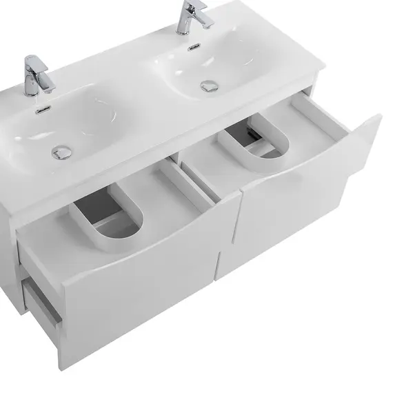 Тумба подвесная с раковиной 2 чаши, с 4 ящиками BelBagno MARINO-CER-N 120 Bianco Lucido