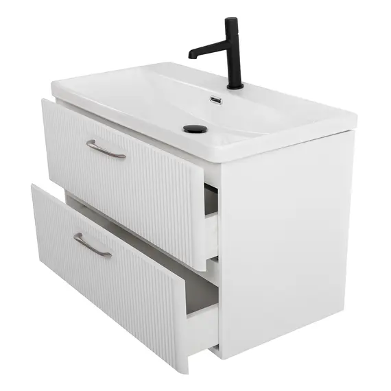 Тумба с раковиной подвесная BelBagno DUE Белый металлик