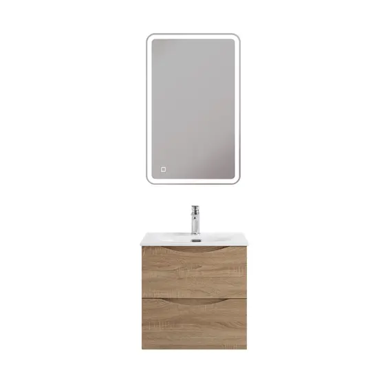 Тумба подвесная BelBagno MARINO Rovere Bianco, раковина белая/черная