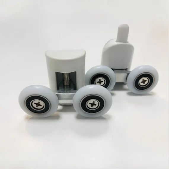 Ролики двойные Acwen для душевой кабины (комплект 2 шт), верх + низ, белые