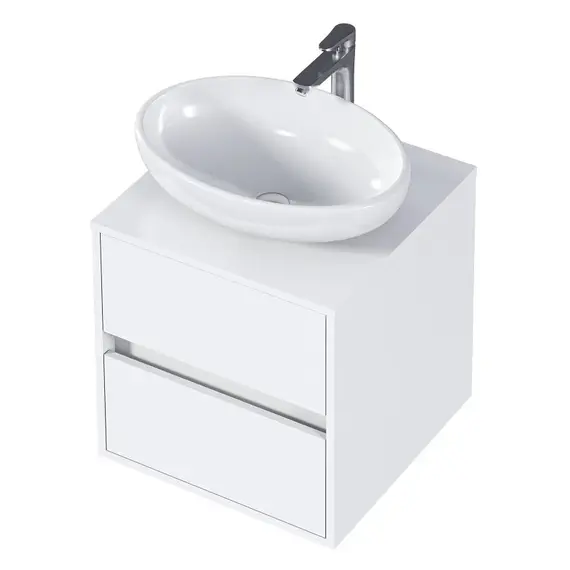 Тумба подвесная 1Marka Veil  2ящика, белая аляска/ столешница белая