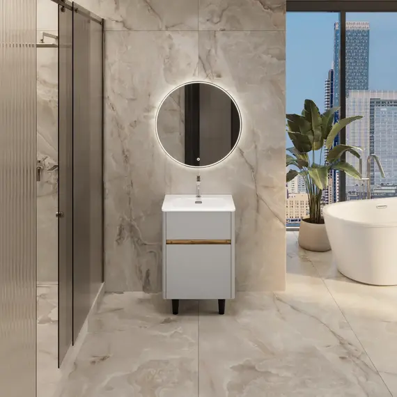 Тумба напольная 1Marka Mona  2ящика, агатовый серый