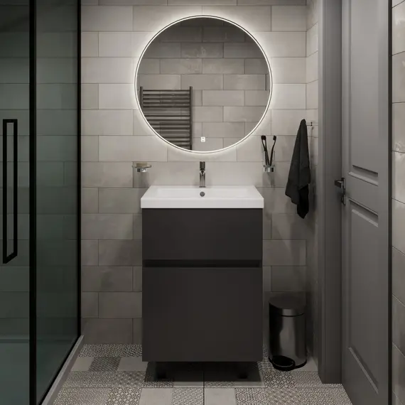 Тумба напольная 1Marka Aris 2ящика, антрацит/монолит дарк