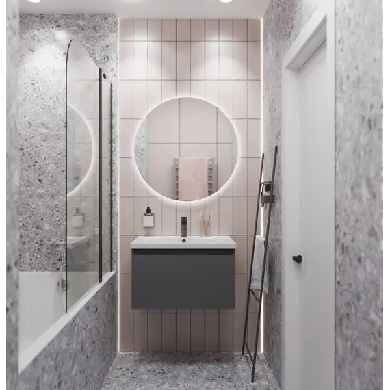 Тумба подвесная 1Marka Aris mini  1ящик, антрацит/монолит дарк