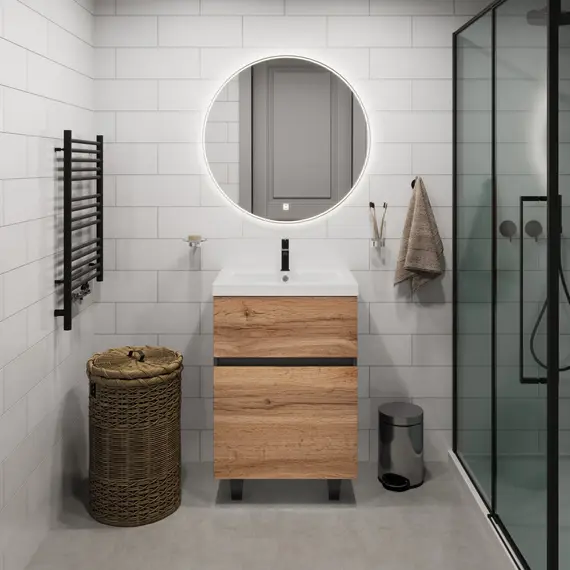 Тумба напольная 1Marka Aris  2ящика, антрацит/дуб крафт золотой