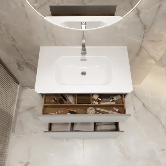 Тумба напольная 1Marka Mona  2ящика, белый