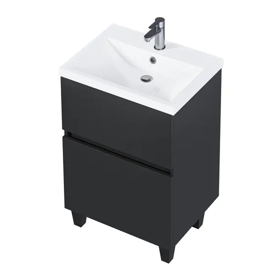 Тумба напольная 1Marka Aris 2ящика, антрацит/монолит дарк