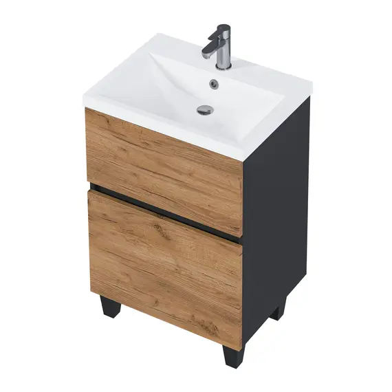 Тумба напольная 1Marka Aris  2ящика, антрацит/дуб крафт золотой