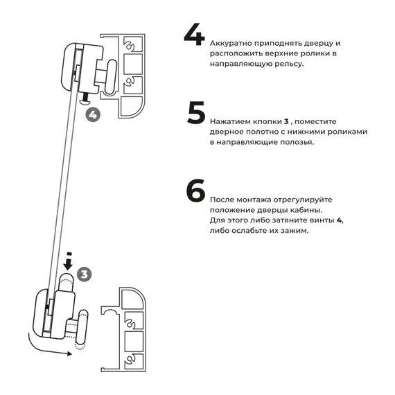 Ролики двойные Acwen для душевой кабины (комплект 2 шт), верх + низ, белые