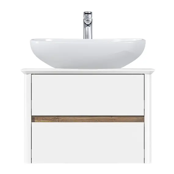 Тумба подвесная 1Marka Monro  2ящика, белый столешница/стекло