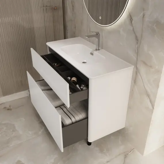 Тумба напольная 1Marka Mona  2ящика, белый