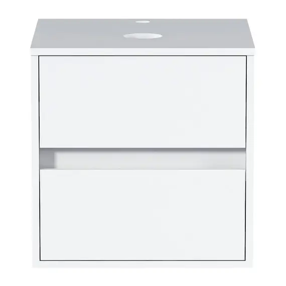 Тумба подвесная 1Marka Veil  2ящика, белая аляска/ столешница белая