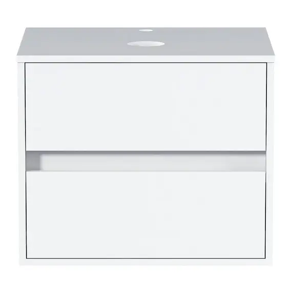 Тумба подвесная 1Marka Veil  2ящика, белая аляска/ столешница белая