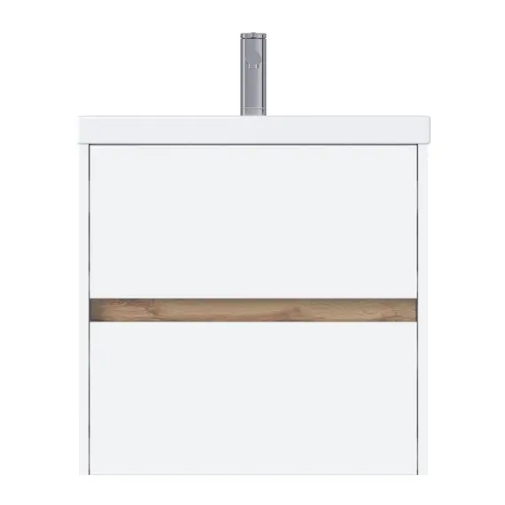 Тумба подвесная 1Marka Veil  2ящика, белая аляска/дуб вотан