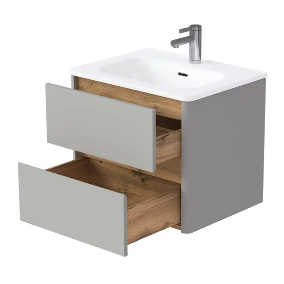 Тумба подвесная 1Marka Mona  2ящика, агатовый серый