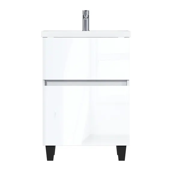 Тумба напольная 1Marka Aris  2ящика,  белая аляска/белый глянец