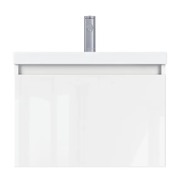 Тумба подвесная 1Marka Aris mini  1ящик, белая аляска/белый глянец