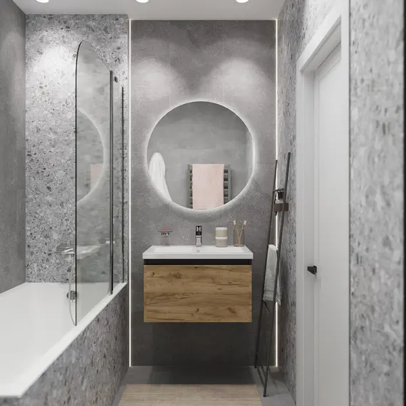 Тумба подвесная 1Marka Aris mini  1ящик, антрацит/дуб крафт золотой