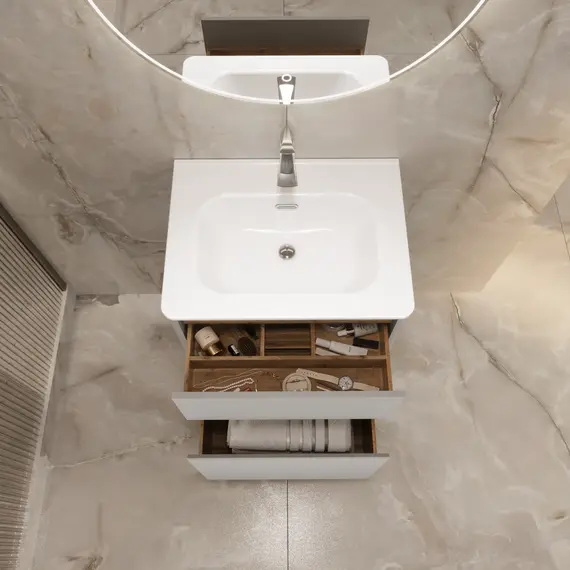 Тумба напольная 1Marka Mona  2ящика, агатовый серый