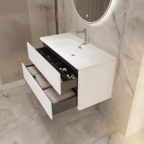 Тумба подвесная 1Marka Mona   2ящика, белый