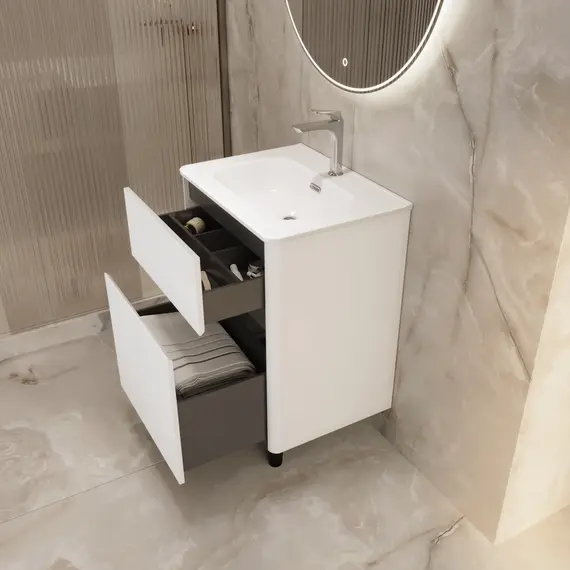 Тумба напольная 1Marka Mona  2ящика, белый