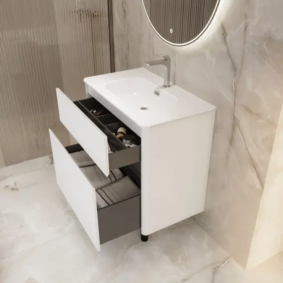 Тумба напольная 1Marka Mona  2ящика, белый