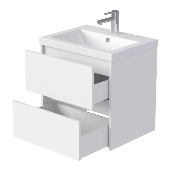 Тумба подвесная 1Marka Veil  2ящика, белая аляска