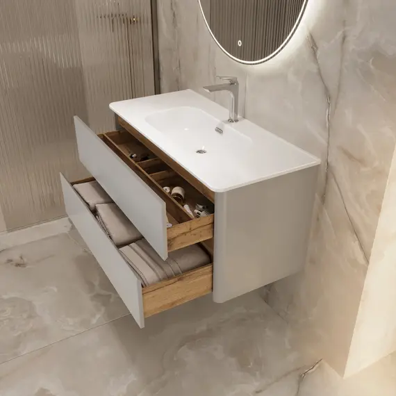 Тумба подвесная 1Marka Mona  2ящика, агатовый серый